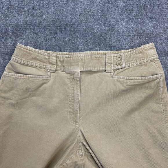 Talbots Corduroy Pants Womens 16 Petite Khaki Straight Leg Stretch Cotton Blend - Picture 2 of 9